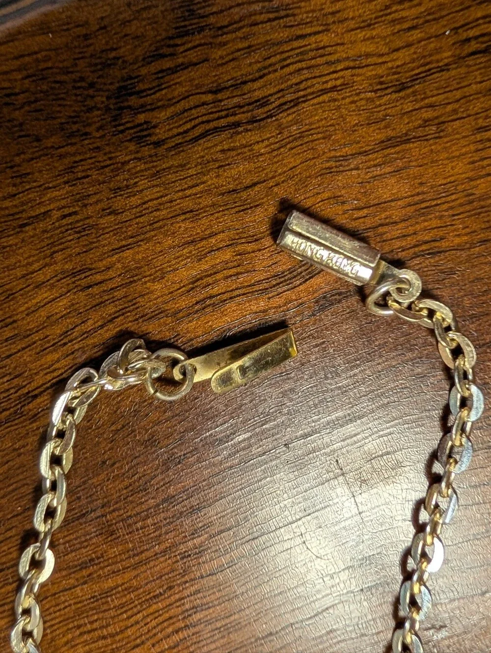 Vintage Classic Gold Tone Link Chain Necklace Box Clasp Hong Kong 25
